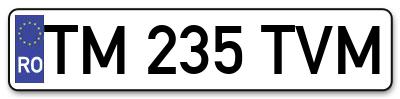 Placuta inmatriculare numar auto  TM-235-TVM, TM 235 TVM, TM235TVM