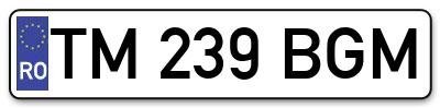 Placuta inmatriculare numar auto  TM-239-BGM, TM 239 BGM, TM239BGM