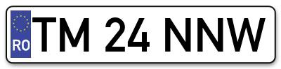 Placuta inmatriculare numar auto  TM-24-NNW, TM 24 NNW, TM24NNW