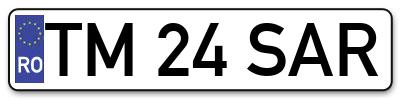 Placuta inmatriculare numar auto  TM-24-SAR, TM 24 SAR, TM24SAR