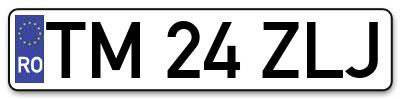 Placuta inmatriculare numar auto  TM-24-ZLJ, TM 24 ZLJ, TM24ZLJ