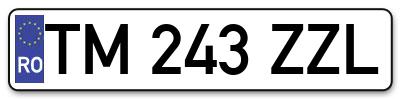 Placuta inmatriculare numar auto  TM-243-ZZL, TM 243 ZZL, TM243ZZL