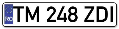 Placuta inmatriculare numar auto  TM-248-ZDI, TM 248 ZDI, TM248ZDI