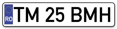 Placuta inmatriculare numar auto  TM-25-BMH, TM 25 BMH, TM25BMH