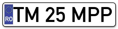 Placuta inmatriculare numar auto  TM-25-MPP, TM 25 MPP, TM25MPP