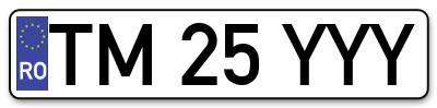 Placuta inmatriculare numar auto  TM-25-YYY, TM 25 YYY, TM25YYY