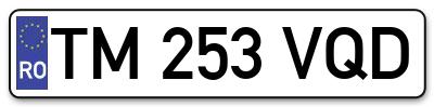 Placuta inmatriculare numar auto  TM-253-VQD, TM 253 VQD, TM253VQD