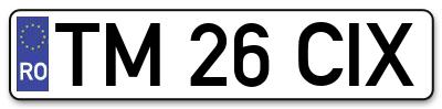 Placuta inmatriculare numar auto  TM-26-CIX, TM 26 CIX, TM26CIX