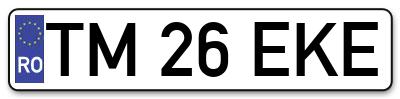 Placuta inmatriculare numar auto  TM-26-EKE, TM 26 EKE, TM26EKE