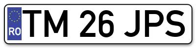 Placuta inmatriculare numar auto  TM-26-JPS, TM 26 JPS, TM26JPS