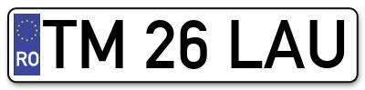 Placuta inmatriculare numar auto  TM-26-LAU, TM 26 LAU, TM26LAU