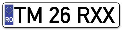 Placuta inmatriculare numar auto  TM-26-RXX, TM 26 RXX, TM26RXX