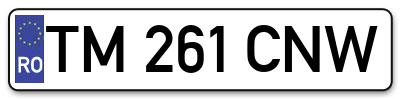 Placuta inmatriculare numar auto  TM-261-CNW, TM 261 CNW, TM261CNW