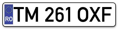 Placuta inmatriculare numar auto  TM-261-OXF, TM 261 OXF, TM261OXF