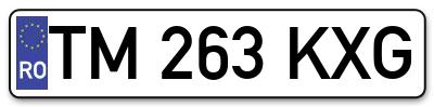 Placuta inmatriculare numar auto  TM-263-KXG, TM 263 KXG, TM263KXG