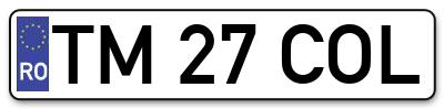 Placuta inmatriculare numar auto  TM-27-COL, TM 27 COL, TM27COL