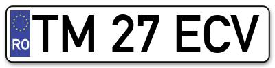 Placuta inmatriculare numar auto  TM-27-ECV, TM 27 ECV, TM27ECV