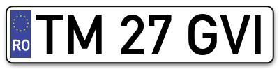 Placuta inmatriculare numar auto  TM-27-GVI, TM 27 GVI, TM27GVI