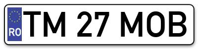 Placuta inmatriculare numar auto  TM-27-MOB, TM 27 MOB, TM27MOB