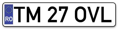 Placuta inmatriculare numar auto  TM-27-OVL, TM 27 OVL, TM27OVL