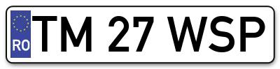 Placuta inmatriculare numar auto  TM-27-WSP, TM 27 WSP, TM27WSP