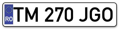 Placuta inmatriculare numar auto  TM-270-JGO, TM 270 JGO, TM270JGO