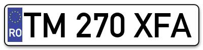Placuta inmatriculare numar auto  TM-270-XFA, TM 270 XFA, TM270XFA