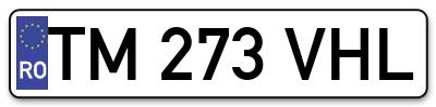 Placuta inmatriculare numar auto  TM-273-VHL, TM 273 VHL, TM273VHL