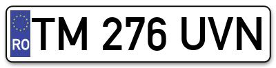 Placuta inmatriculare numar auto  TM-276-UVN, TM 276 UVN, TM276UVN