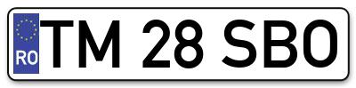 Placuta inmatriculare numar auto  TM-28-SBO, TM 28 SBO, TM28SBO