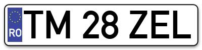 Placuta inmatriculare numar auto  TM-28-ZEL, TM 28 ZEL, TM28ZEL