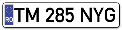 Placuta inmatriculare numar auto  TM-285-NYG, TM 285 NYG, TM285NYG
