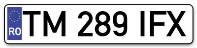 Placuta inmatriculare numar auto  TM-289-IFX, TM 289 IFX, TM289IFX