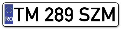 Placuta inmatriculare numar auto  TM-289-SZM, TM 289 SZM, TM289SZM