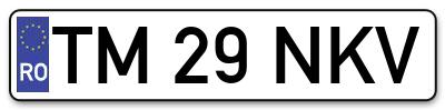 Placuta inmatriculare numar auto  TM-29-NKV, TM 29 NKV, TM29NKV