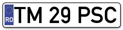 Placuta inmatriculare numar auto  TM-29-PSC, TM 29 PSC, TM29PSC