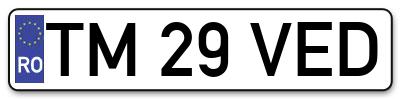 Placuta inmatriculare numar auto  TM-29-VED, TM 29 VED, TM29VED