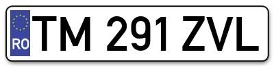Placuta inmatriculare numar auto  TM-291-ZVL, TM 291 ZVL, TM291ZVL