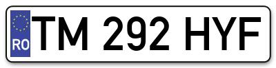 Placuta inmatriculare numar auto  TM-292-HYF, TM 292 HYF, TM292HYF