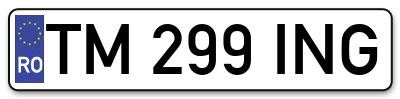 Placuta inmatriculare numar auto  TM-299-ING, TM 299 ING, TM299ING