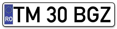 Placuta inmatriculare numar auto  TM-30-BGZ, TM 30 BGZ, TM30BGZ