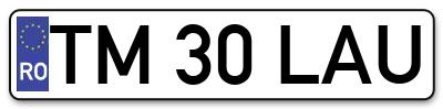 Placuta inmatriculare numar auto  TM-30-LAU, TM 30 LAU, TM30LAU