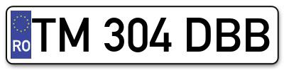 Placuta inmatriculare numar auto  TM-304-DBB, TM 304 DBB, TM304DBB