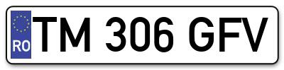 Placuta inmatriculare numar auto  TM-306-GFV, TM 306 GFV, TM306GFV