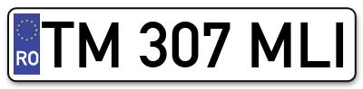 Placuta inmatriculare numar auto  TM-307-MLI, TM 307 MLI, TM307MLI