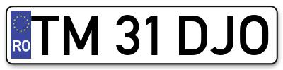 Placuta inmatriculare numar auto  TM-31-DJO, TM 31 DJO, TM31DJO