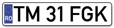 Placuta inmatriculare numar auto  TM-31-FGK, TM 31 FGK, TM31FGK