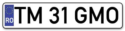 Placuta inmatriculare numar auto  TM-31-GMO, TM 31 GMO, TM31GMO