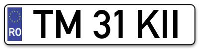Placuta inmatriculare numar auto  TM-31-KII, TM 31 KII, TM31KII