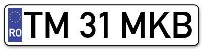 Placuta inmatriculare numar auto  TM-31-MKB, TM 31 MKB, TM31MKB